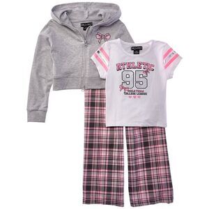 Freestyle Girls  Bow Athletic 3Pc Lounge Set, Pink